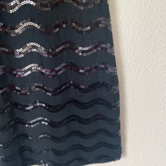 Xhilararion Women’s Short Sleeve Little Black Sequence Mini Dress Size Medium - Picture 14 of 16